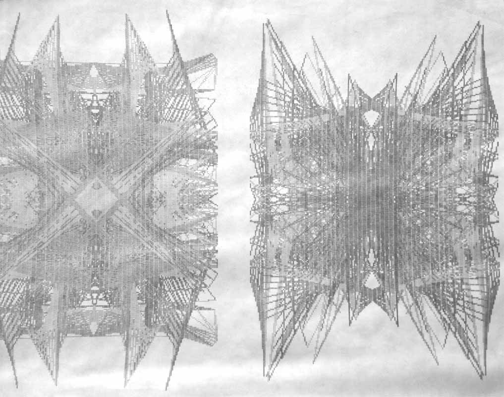A Logo Generated abstract, greyscale dot-matrix printout